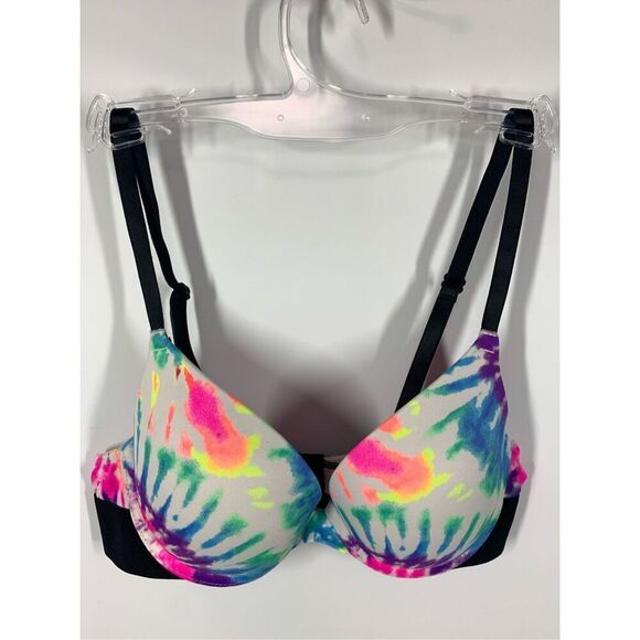 Vintage Victoria's Secret pink wear everywhere push-up tie-dye bra size 32B - Picture 1 of 9